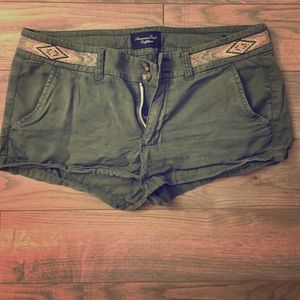 Navy green jean shorts