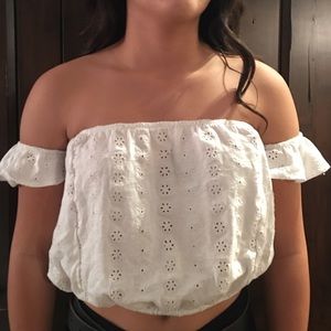 Brandy Melville white floral off the shoulder top