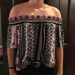Topshop off the shoulder floral top