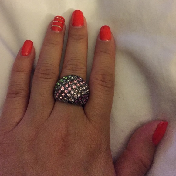 Multi colored dome ring