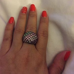 Multi colored dome ring