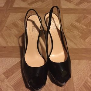 Black patent leather heels