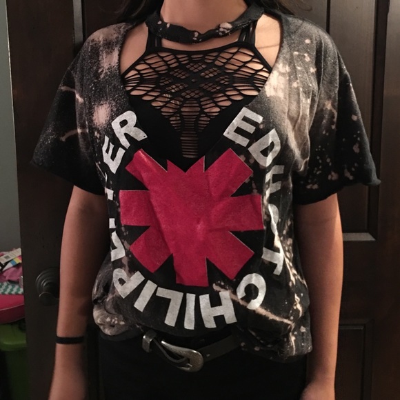 Distressed Red Hot Chili Peppers top