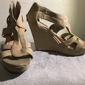 Used beige wedges