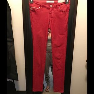 red guess pants