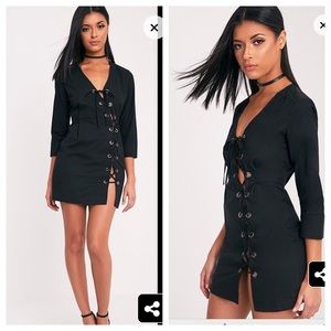 Black lace up dress
