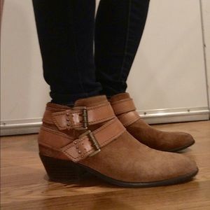 Size 5 Sam Edelman Brown Suede Booties w/ Buckles
