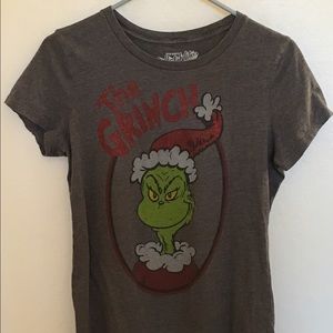 Christmas Grinch Dr. Seuss Gray T-Shirt Medium