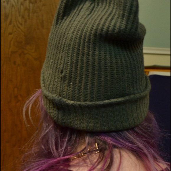 *sold* Custom Green "Bee Woman" Knit Beanie - Picture 2 of 4
