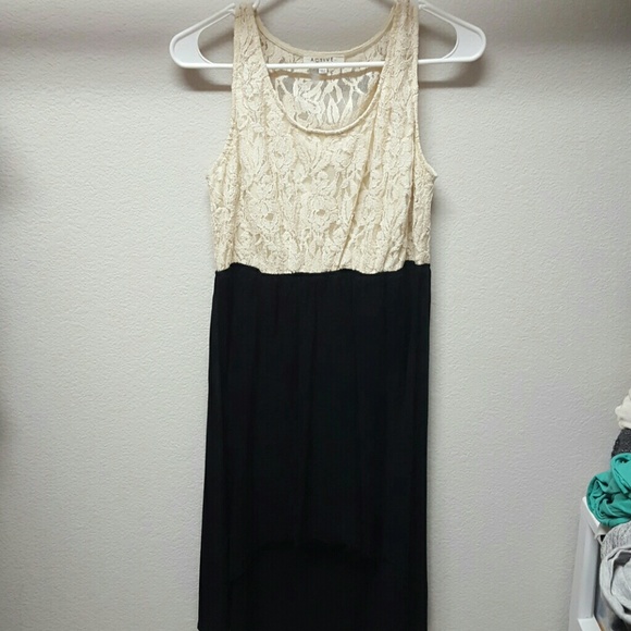 Two toned laced cream and black dress