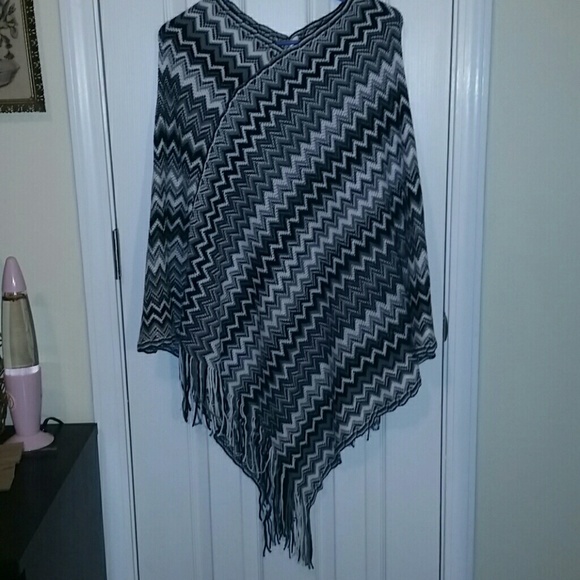 Beautiful black white and grey poncho