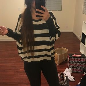 Long sleeve tee with gray stripes