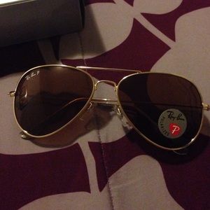 Rayban polarized sunglasses-brown lens/gold frame