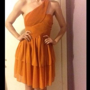 H&M Orange Tiered Ruffle Dress