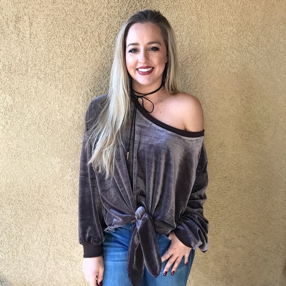 LAST Plum Mocha Velvet Top - Picture 2 of 4