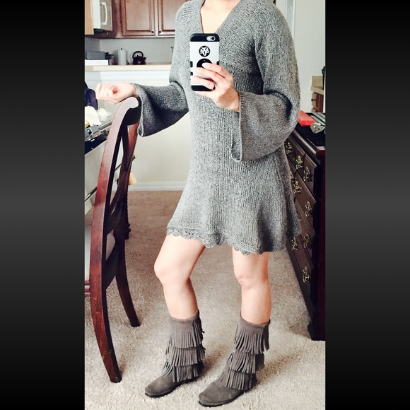 Slinky Slouchy Sweater Tunic or Mini Dress Grey - Picture 3 of 4