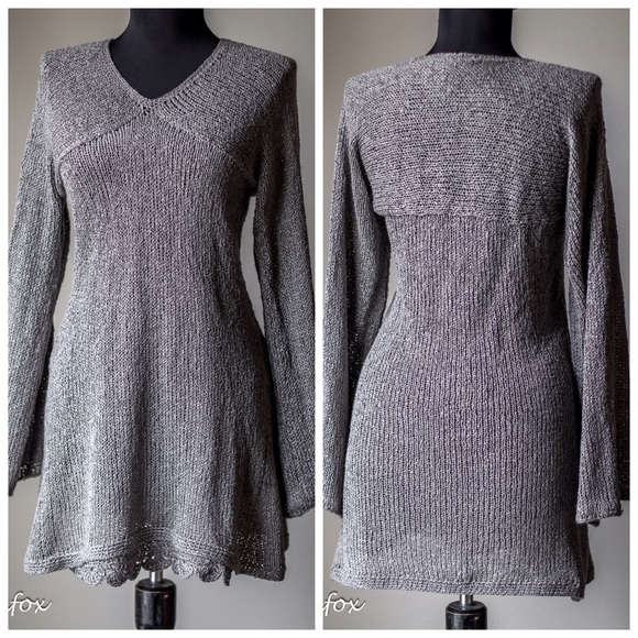 Slinky Slouchy Sweater Tunic or Mini Dress Grey - Picture 2 of 4