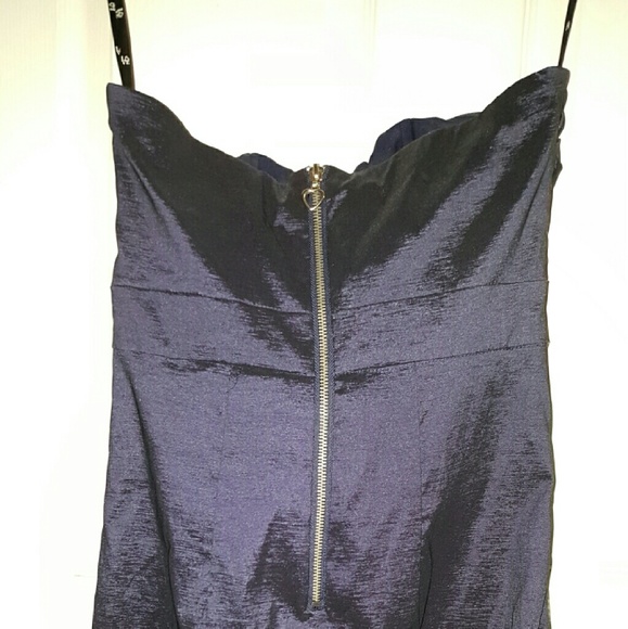 Navy Blue Strapless Sweetheart Dress - Picture 2 of 3