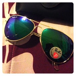 Rayban sunglasses-green purple lens/ gold frame