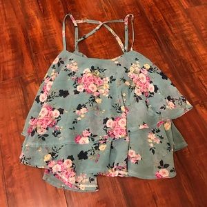 Layered tank top with x back design