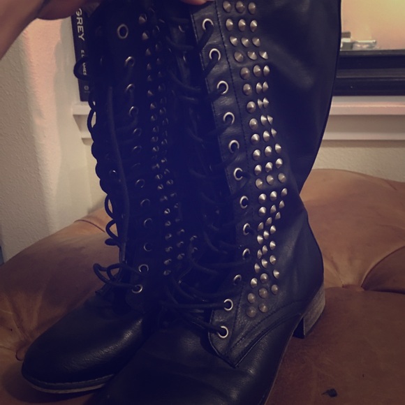 Tall studded boots