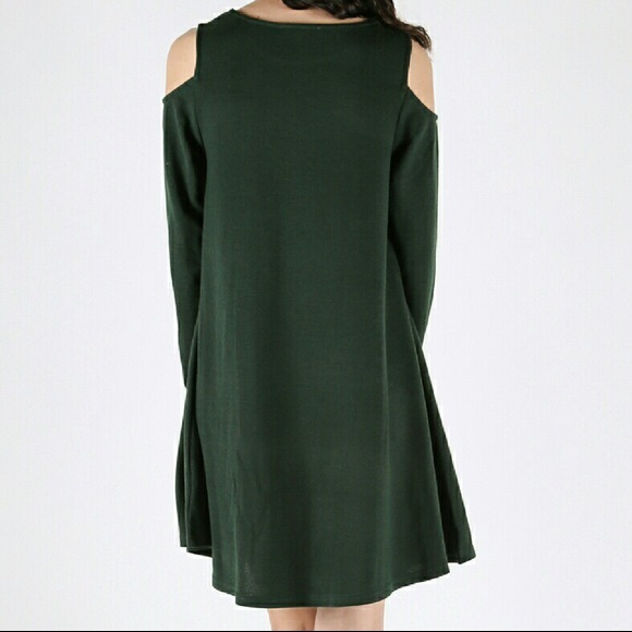Cold Shoulder - Long Sleeve Swing Dress - Picture 2 of 4