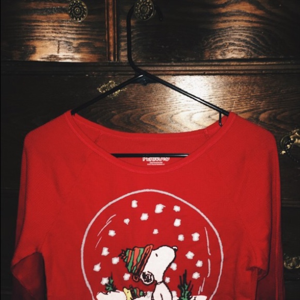 Womens Red Long Sleeve Peanuts Shirt
