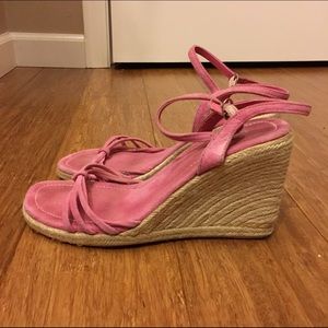 Pink espadrille wedges