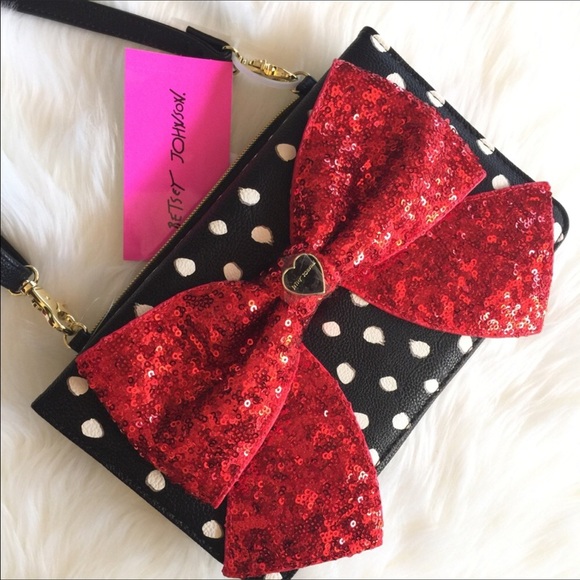 Betsey Johnson Handbags - Betsey Johnson Red sequin bow crossbody