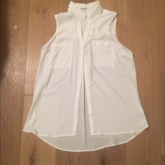 White sleeveless button up