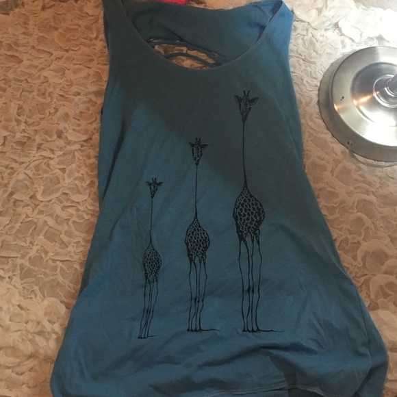 Womens Light Blue Giraffe Tank Top