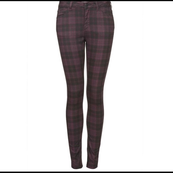 Topshop Moto Aubergine Check Leigh Jeans
