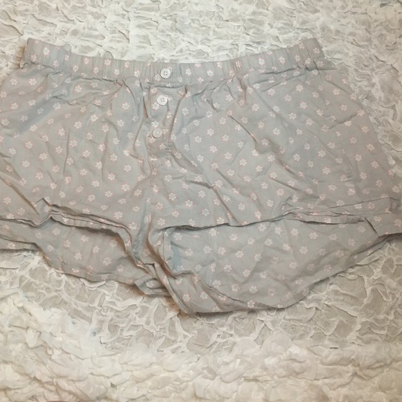 Womens Grey Flowered Pj Shorts