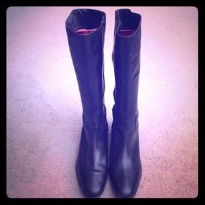 Talbots real leather black boots -size 9W-unworn