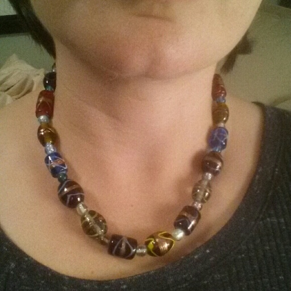 Glass bead statement necklace - Picture 1 of 3