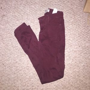 Abercrombie and fitch maroon skinny jeans