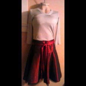 Silver Metallic Sweater & Red Skirt 4-sm