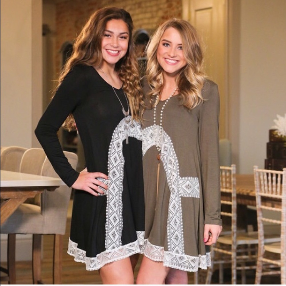 LAST ONE! (S) Olive Lace Embellished Dress - Picture 3 of 6