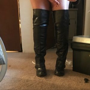 Thigh high black boots