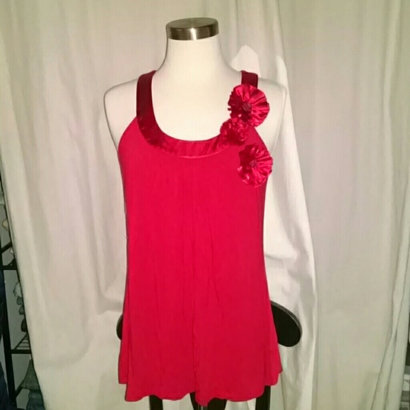 Tops - Red flowy tank