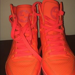Neon Orange High Top Gucci Sneakers