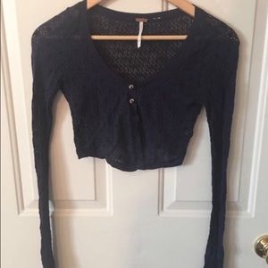 NWOT Free People navy blue cropped cardigan XS
