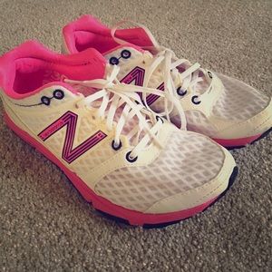New balance pink and white running shoes