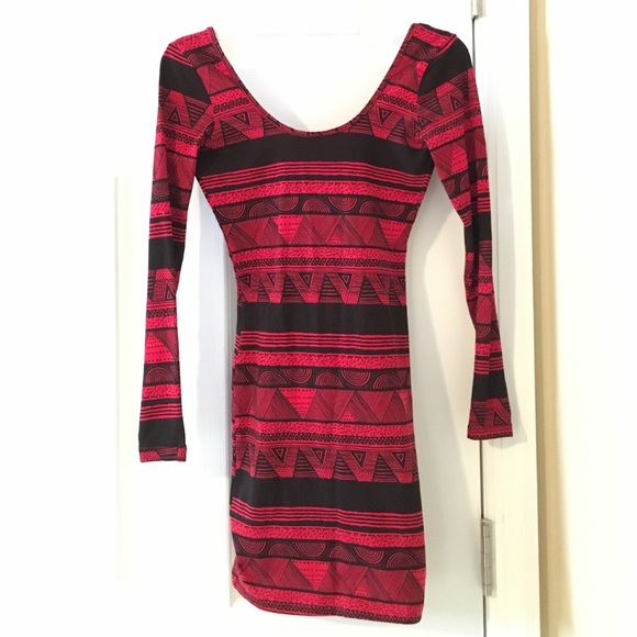 American apparel red tribal print dress