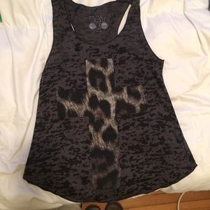🆕Batoko Tank faded cheetah print & cross design
