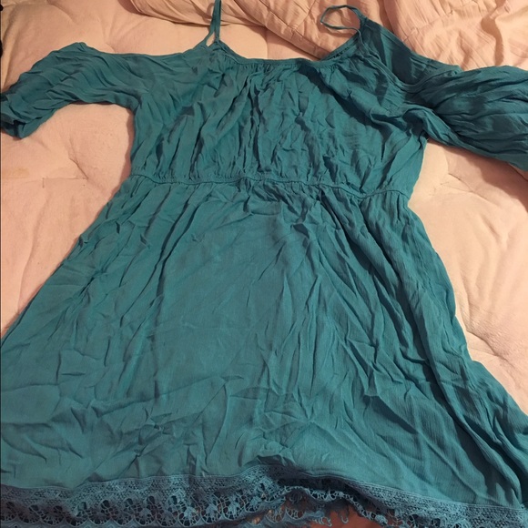 Blue cutout shoulder dress - Picture 1 of 2