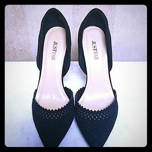 Black 4.5 inch suede heels