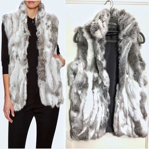 Adrienne Landau Long Textured Rabbit Fur Vest