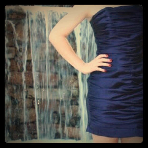 Jessica McClintock Iridescent Navy Cocktail Dress