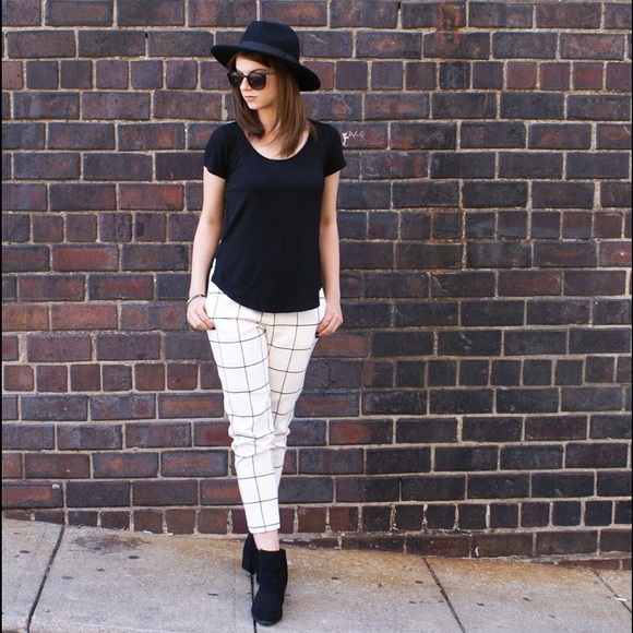 Grid Print Trousers